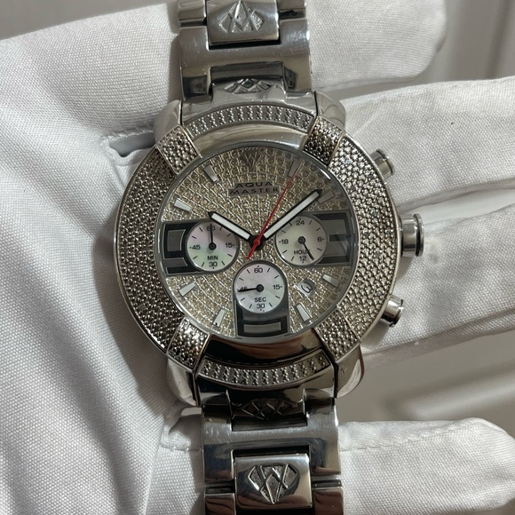 Gorgeous Aqua Master Men's Diamond Dial Stainless Steel Bracelet Diamond Watch
